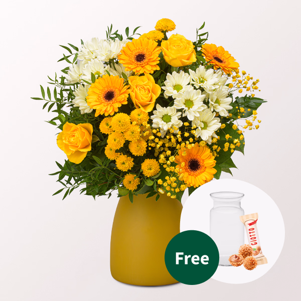 Flower Bouquet Sommerbrise with vase & Ferrero Giotto