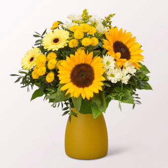 Blumenstrauß Sommertanz mit Vase & Ferrero Giotto