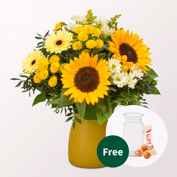 Flower Bouquet Sommertanz with vase & Ferrero Giotto