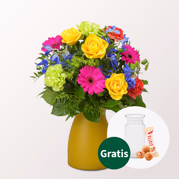 Blumenstrauß Blumensymphonie mit Vase & Ferrero Giotto