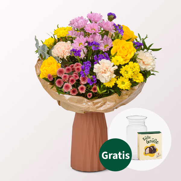 Blumenstrauß Sommerglück mit Halloren Kugeln & Vase