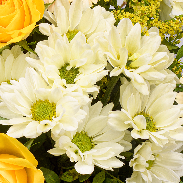 Blumenstrauß Sonnentag mit Vase & Ferrero Giotto