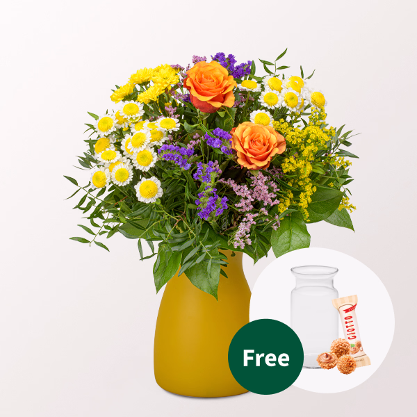 Flower Bouquet Blütenwiese with vase & Ferrero Giotto