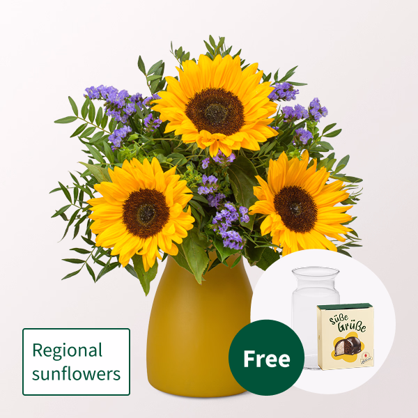 Flower Bouquet Sonnenkind with Halloren Balls & vase