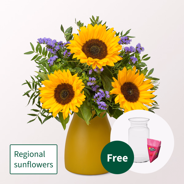Flower Bouquet Sonnenkind with SunLolly Raspberry & vase