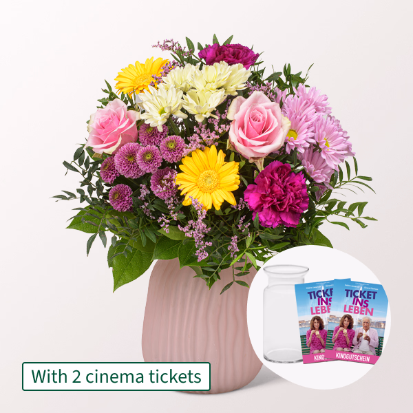 Flower Bouquet Sommerschönheit with 2 Cinema Tickets & vase