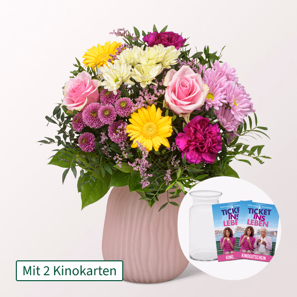 Blumenstrauß Sommerschönheit mit 2 Kinokarten & Vase