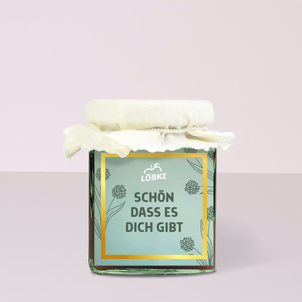 Erdbeer-Fruchtaufstrich „Schön dass es dich gibt“ (100 g)