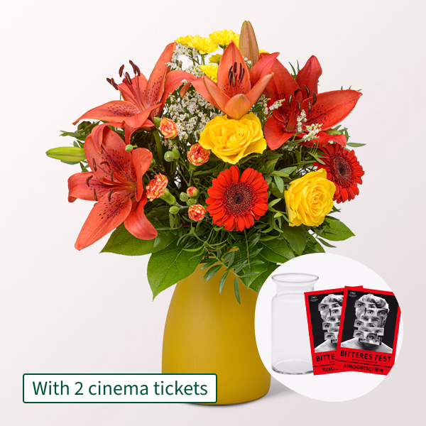 Flower Bouquet Symphonie with 2 Cinema Tickets & vase