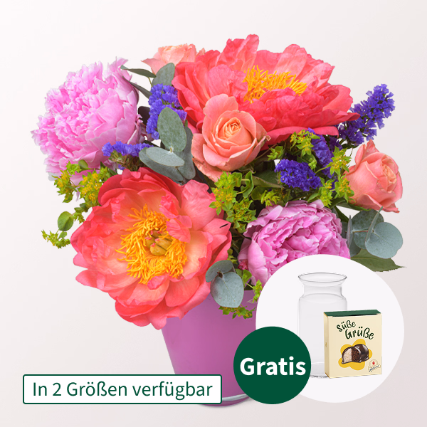 Blumenstrauß Glücklich mit Halloren Kugeln & Vase