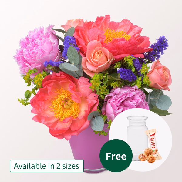 Flower Bouquet Glücklich with vase & Ferrero Giotto