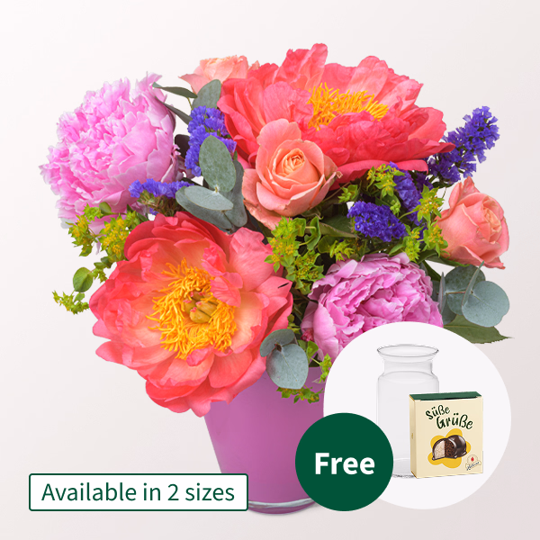 Flower Bouquet Glücklich with Halloren Balls & vase