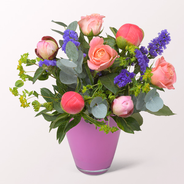 Blumenstrauß Glücklich mit Vase & Ferrero Giotto