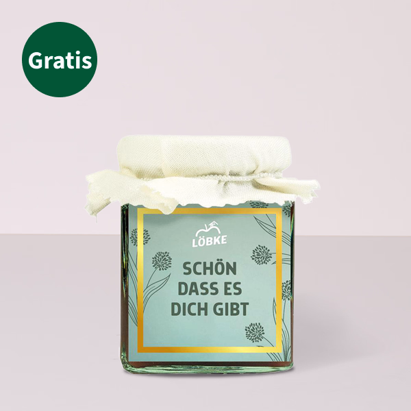 Blumenstrauß Sommergefühl mit „Just Be“ Gold Vino & Erdbeer-Fruchtaufstrich & Vase