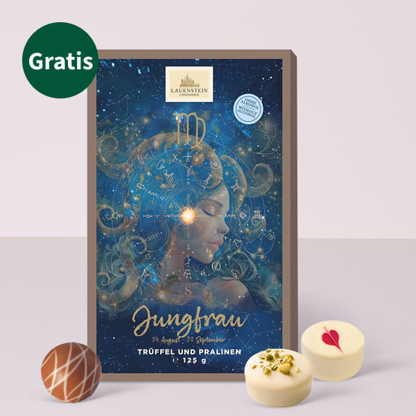 Sternzeichen-Blumenstrauß Jungfrau mit Pralinen & Vase