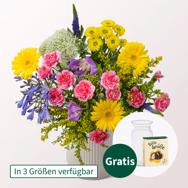 Blumenstrauß Sommerwiese mit Halloren Kugeln & Vase
