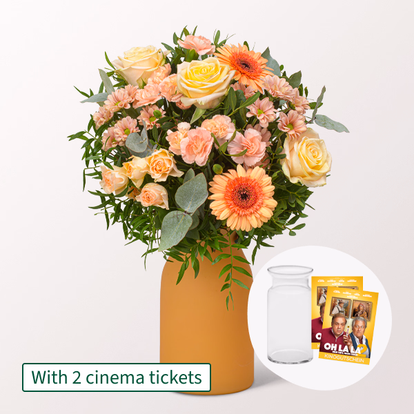 Flower Bouquet Zarte Grüße with 2 Cinema Tickets & vase