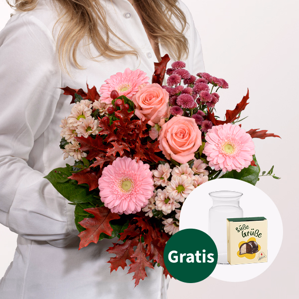 Blumenstrauß Lieber Gruß mit Halloren Kugeln & Vase