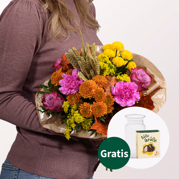 Blumenstrauß Blütenkuss mit Halloren Kugeln & Vase