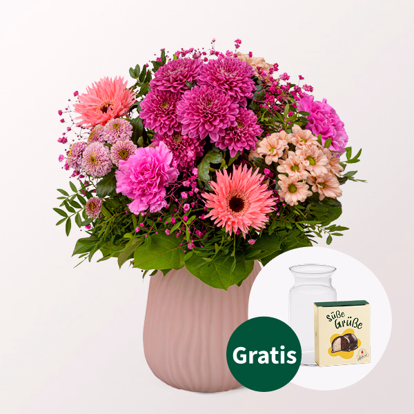 Blumenstrauß Herbstbote mit Halloren Kugeln & Vase