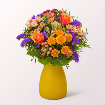 Flower Bouquet Herbstlächeln with Halloren Balls & vase