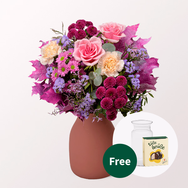 Flower Bouquet Blütenstar with Halloren Balls & vase