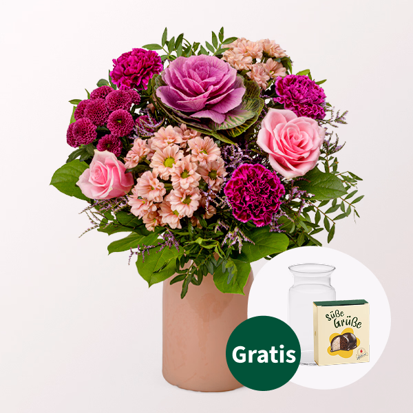 Blumenstrauß Herbstschönheit mit Halloren Kugeln & Vase