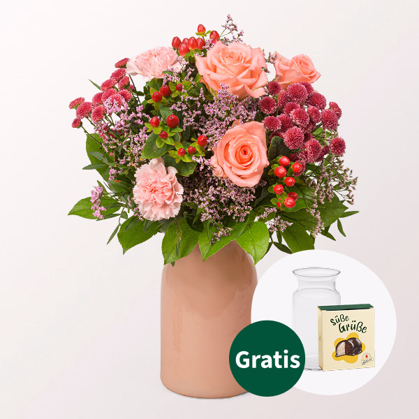 Blumenstrauß Herbstgeflüster mit Halloren Kugeln & Vase