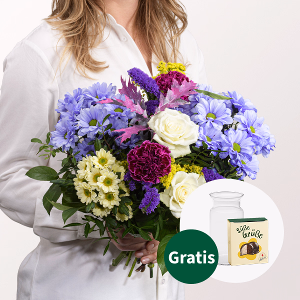 Blumenstrauß Herbstfreude mit Halloren Kugeln & Vase
