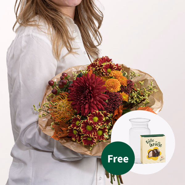 Flower Bouquet Herbstmärchen with Halloren Balls & vase