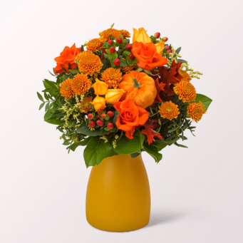Blumenstrauß Sonnenbad mit Halloren Kugeln & Vase