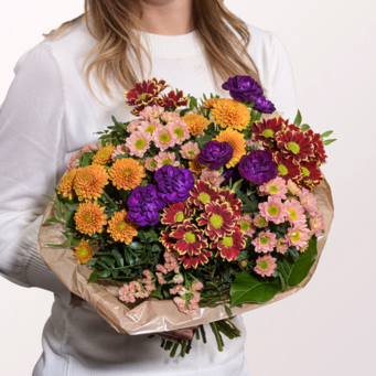 Blumenstrauß Herbstpoet mit Halloren Kugeln & Vase