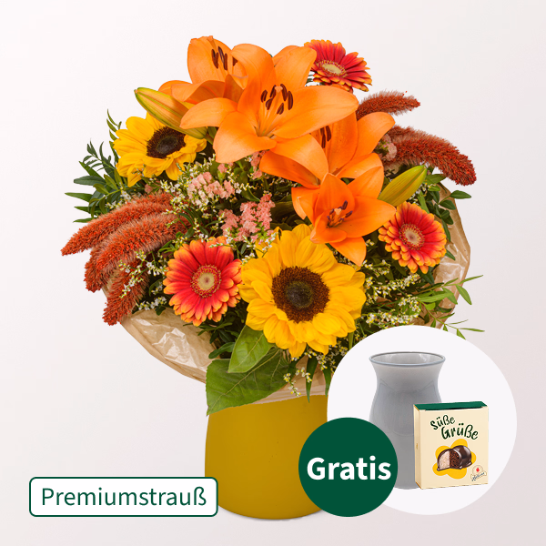 Premiumstrauß Herbstlicht mit Halloren Kugeln