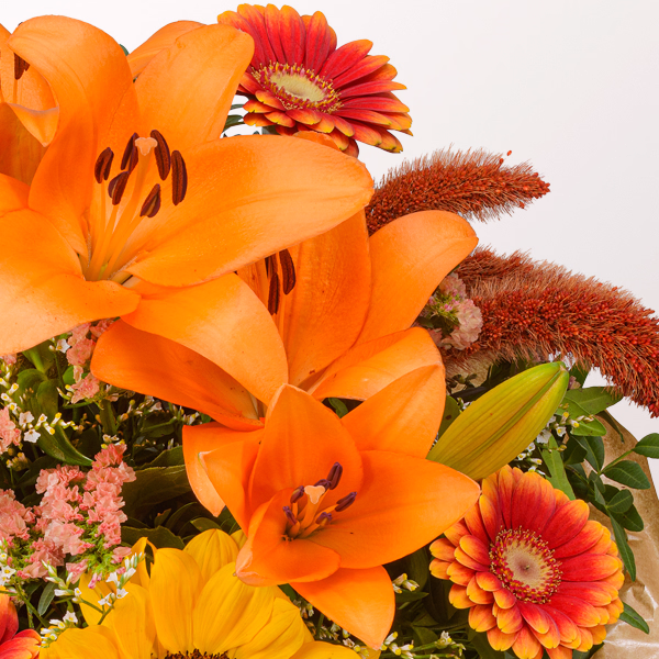 Premium Bouquet Herbstlicht with Premium Vase & Halloren Balls