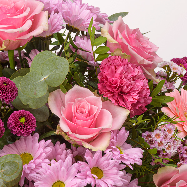 Premiumstrauß Beste Wünsche mit Premiumvase & Halloren Kugeln