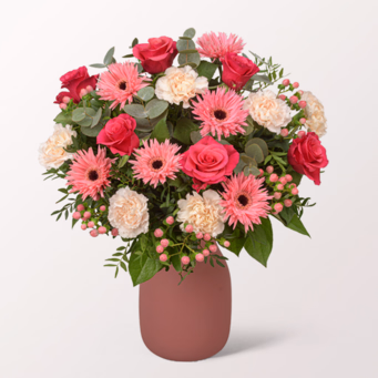Premiumstrauß Märchenhaft mit Premiumvase & Halloren Kugeln