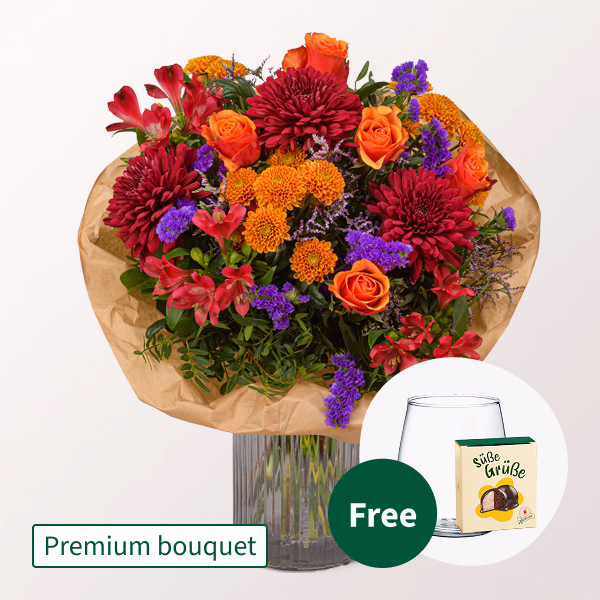 Premium Bouquet Farbenfeuerwerk with Premium Vase & Halloren Balls