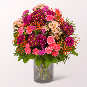 Premiumstrauß Herbstschein mit Premiumvase & Halloren Kugeln