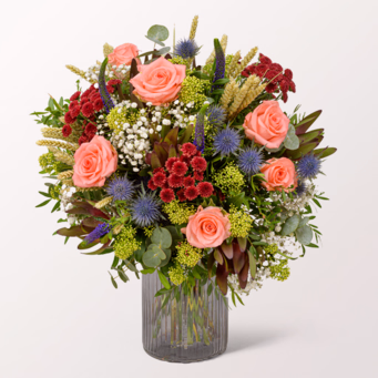Premiumstrauß Autumn Magic mit Premiumvase & Halloren Kugeln