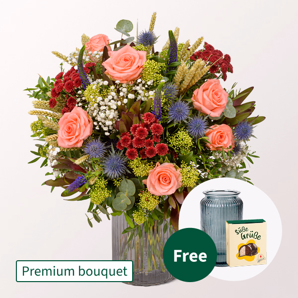 Premium Bouquet Autumn Magic with Premium Vase & Halloren Balls