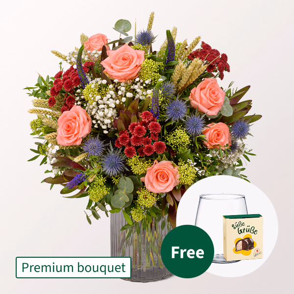 Premium Bouquet Autumn Magic with Premium Vase & Halloren Balls