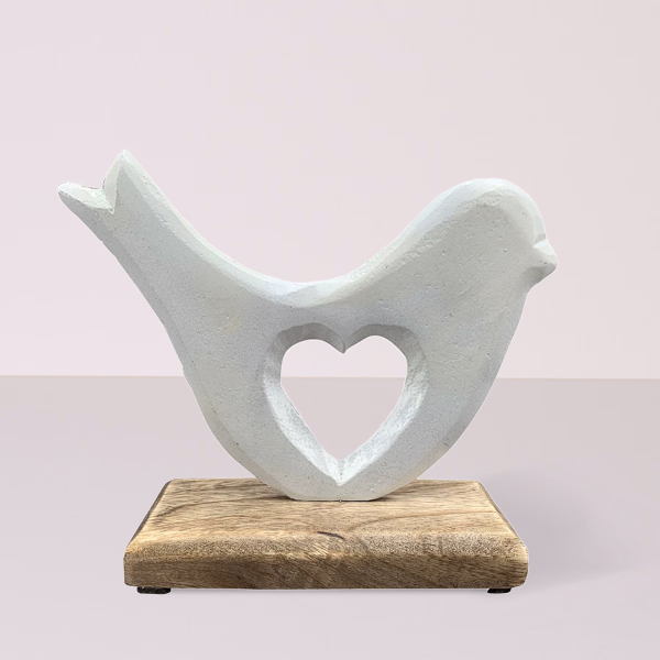Decorative bird with heart (13 cm)