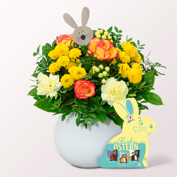 Easter Bouquet Happy Day with vase & Easter Bunny