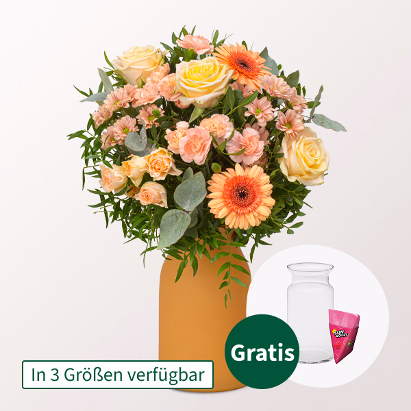 Blumenstrauß Zarte Grüße mit Halloren Kugeln & Vase