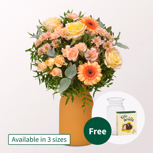 Flower Bouquet Zarte Grüße with Halloren Balls & vase