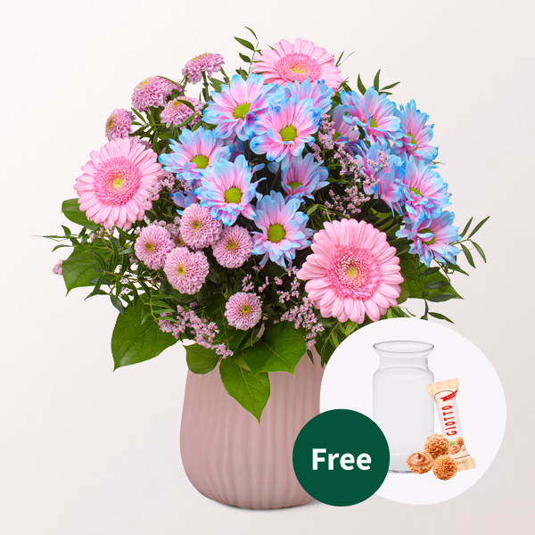 Flower Bouquet Muttertagszauber with vase & Ferrero Giotto