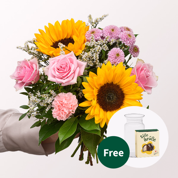 Flower Bouquet Sommergedicht with Halloren Balls & vase