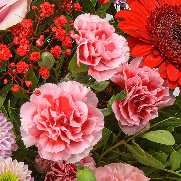 Flower Bouquet Blütenromanze with vase & 3 Ferrero Giotto