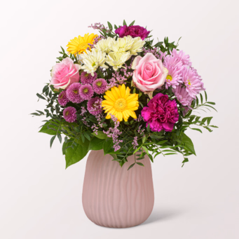 Blumenstrauß Sommerschönheit mit Vase & Ferrero Giotto 3er