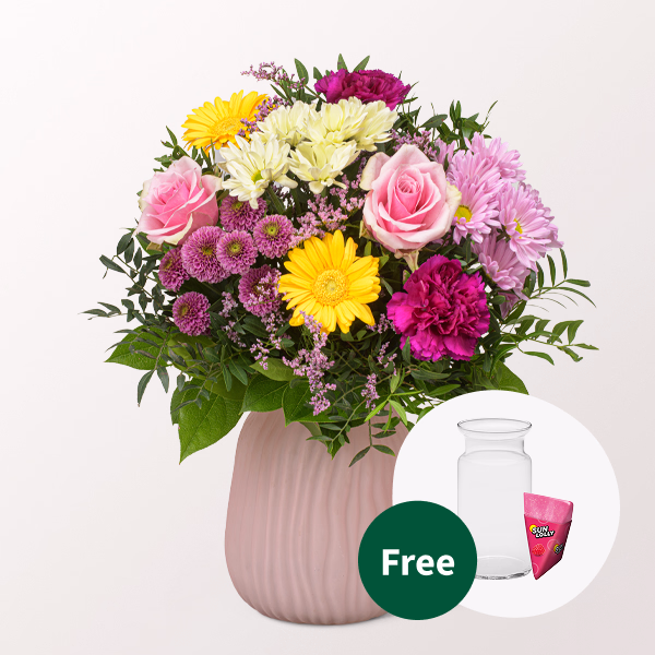 Flower Bouquet Sommerschönheit with SunLolly Raspberry & vase